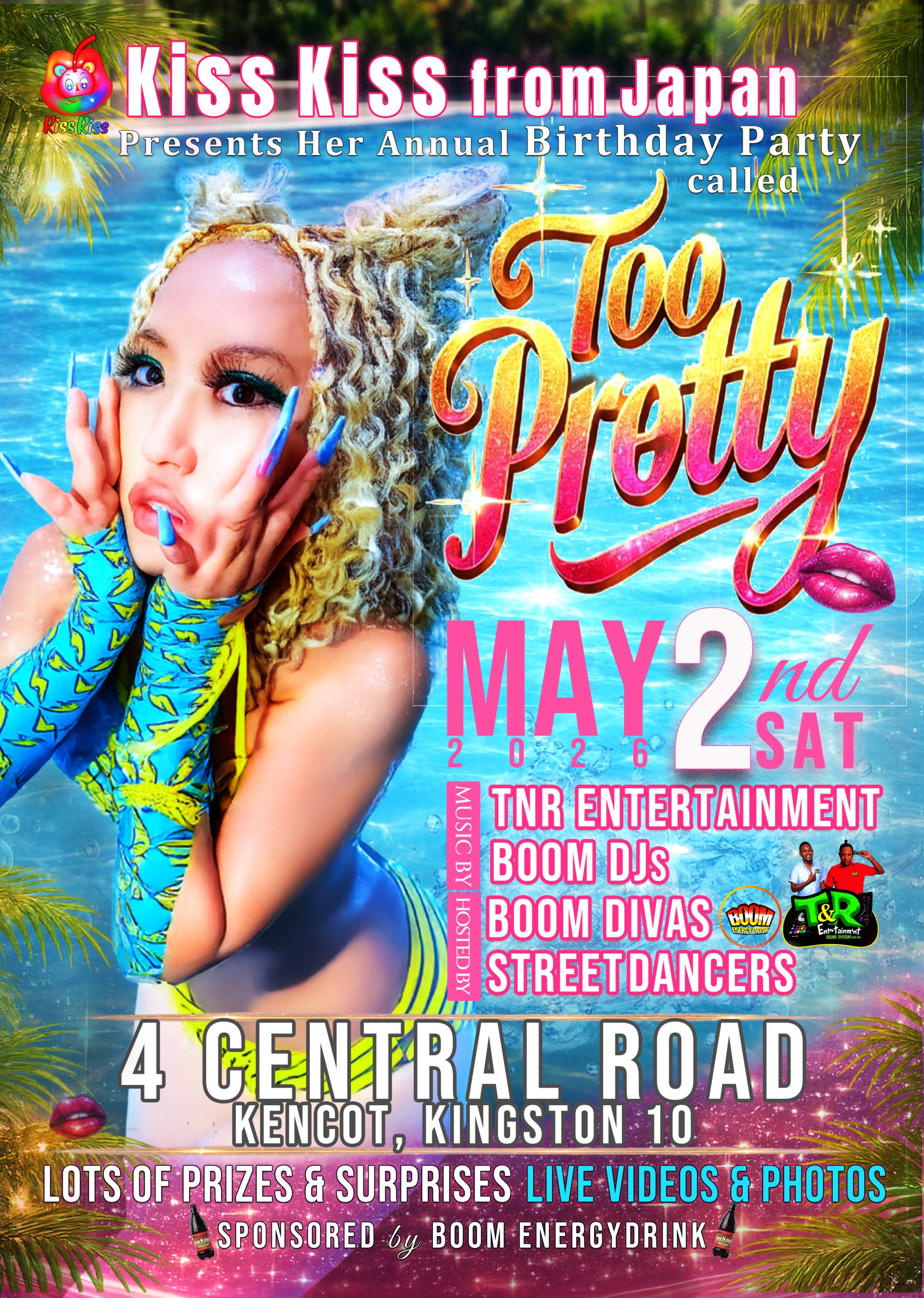 KISS KISS BIRTHDAY PARTY TOO PRETTY フライヤーデザイン